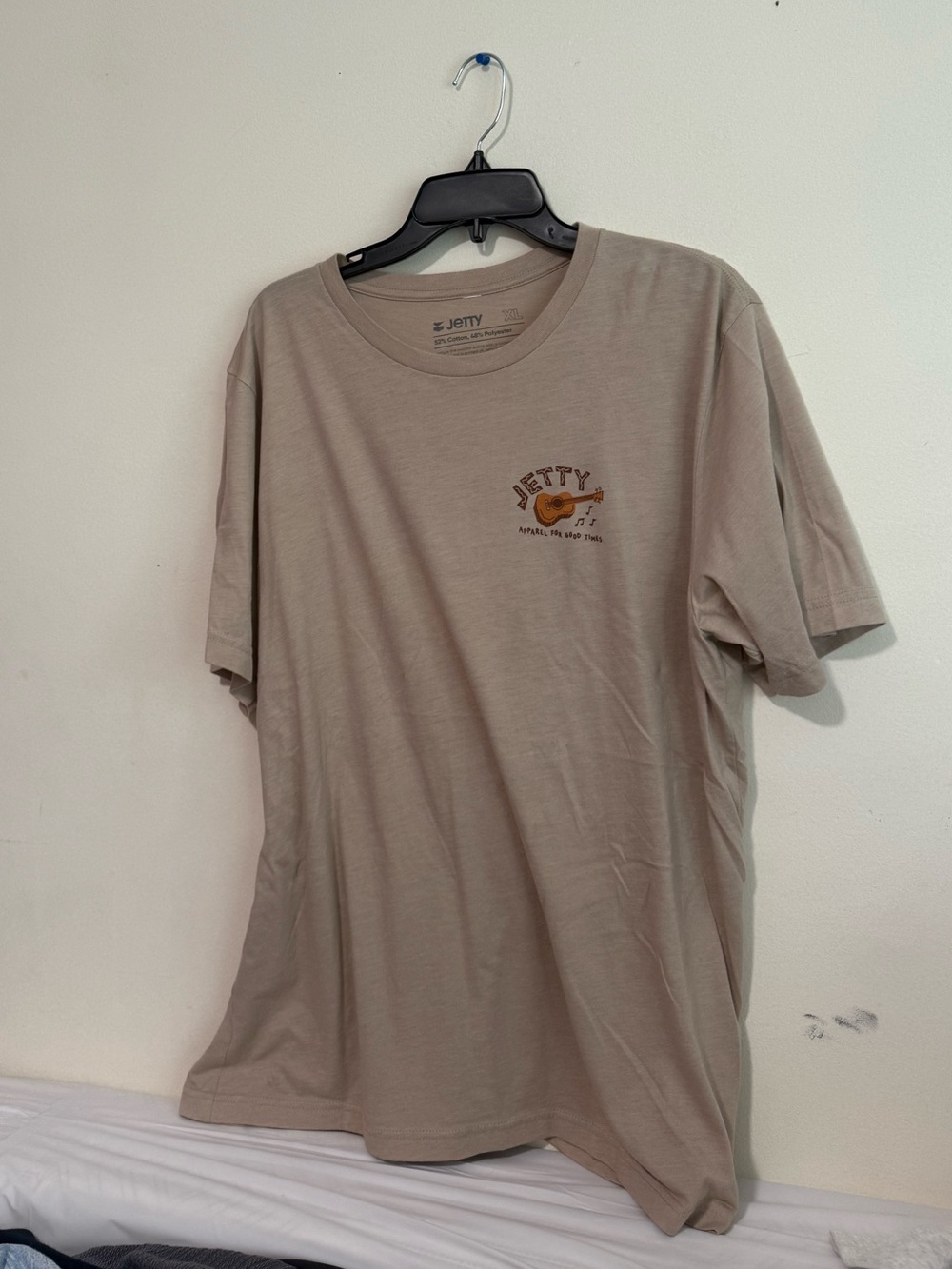 Men's Beige Graphic Tee - Casual Short Sleeve Shirt